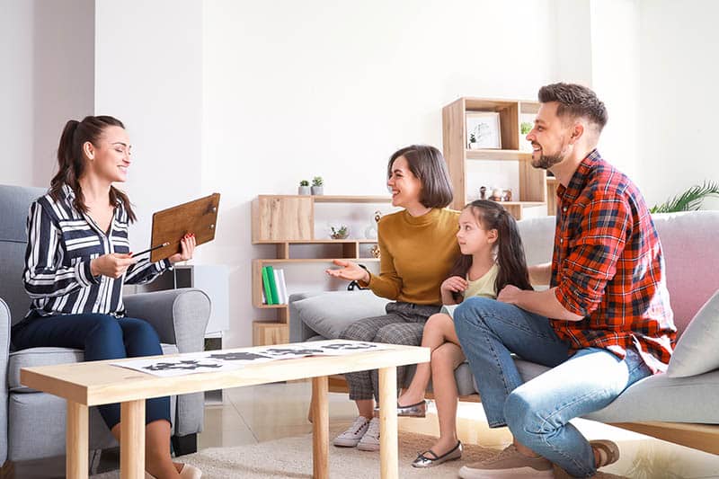 Family visiting psychologist in office - Northpoint Recovery