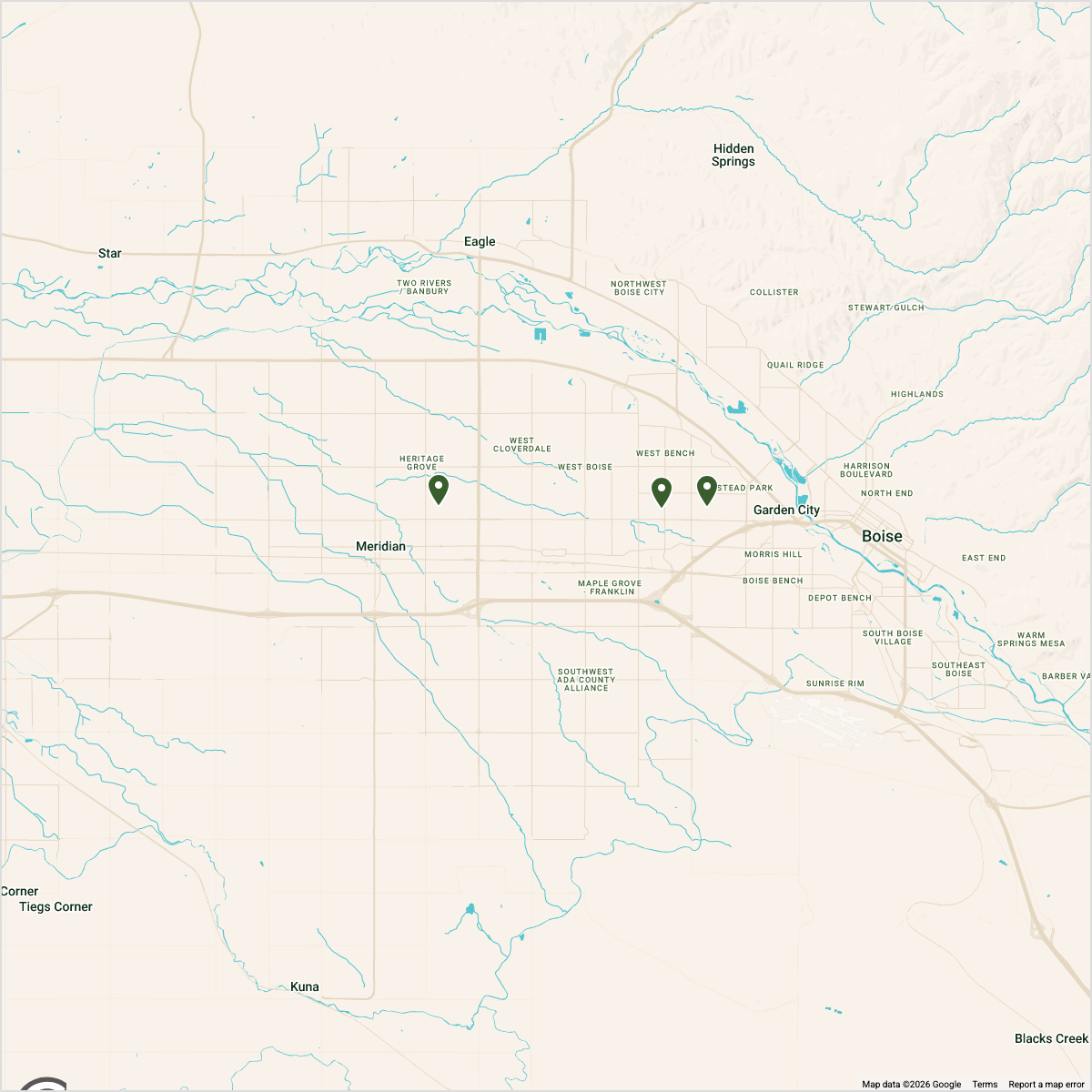 Map showing Map — Boise Region