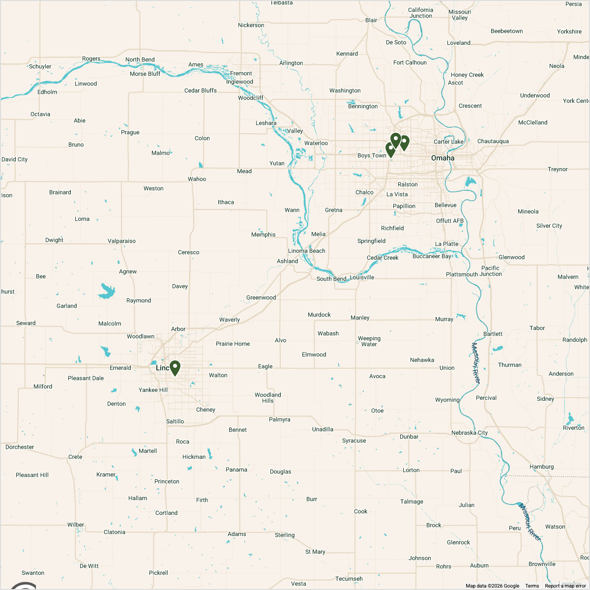 Map showing Map — Omaha Region