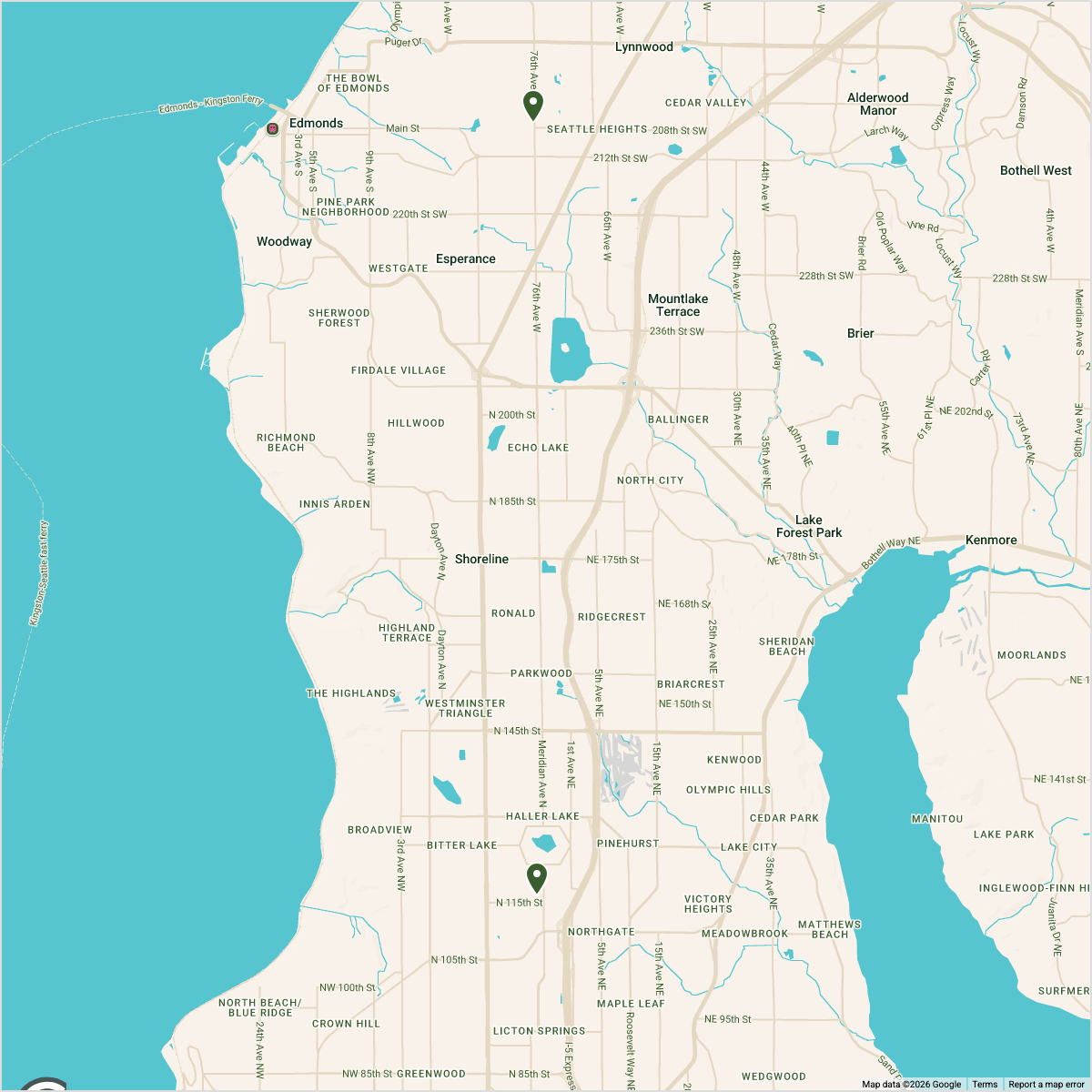 Map showing Map — Seattle Region